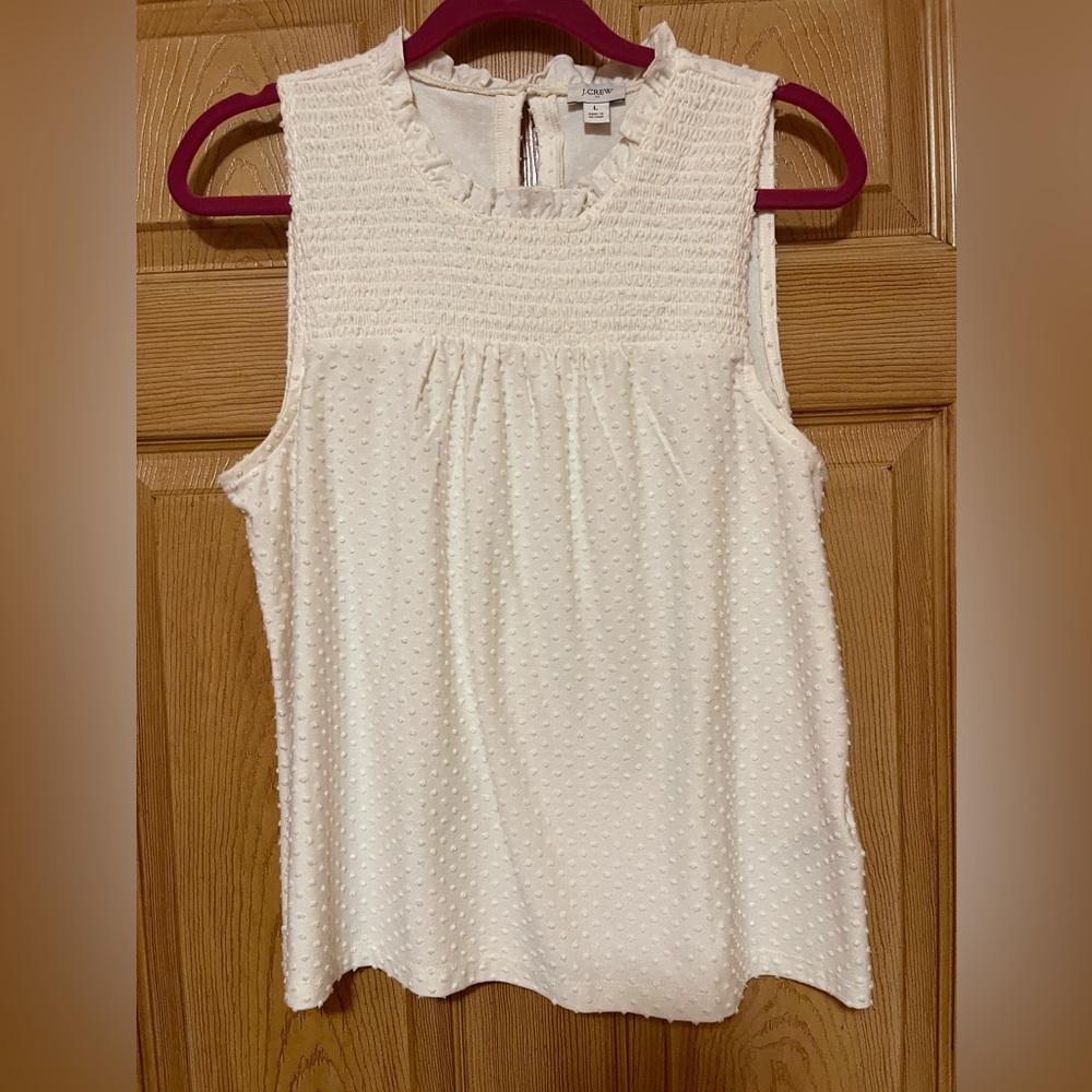 J. Crew White Clip Dot Tank Top Size large